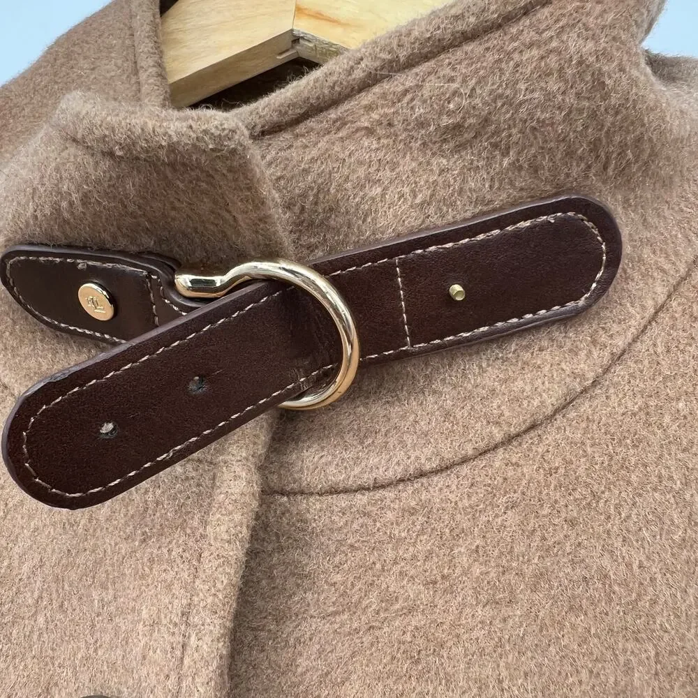 Lauren Ralph Lauren Tab Front Wool Blend Coat New Vicuna Brown Women's 8 Soft - Picture 12 of 14